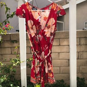 ‼️SOLD‼️red floral romper